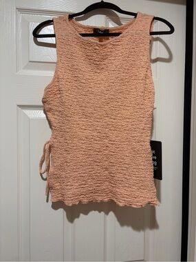 Lulu's Peach Textured Sleeveless Tank with Side Tie